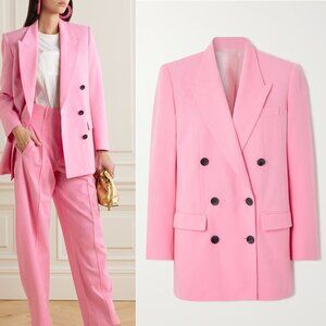 Isabel Marant Nevim Double-Breasted Crepe Blazer in Pink 38 6